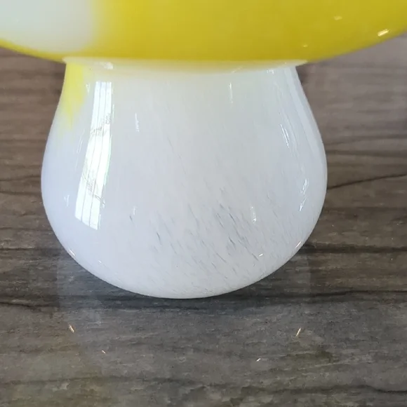 Yellow and White Glass Mushroom Decor - Picture 3 of 5